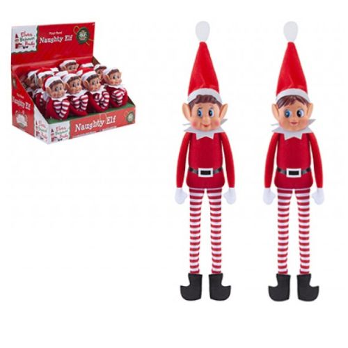 ELFO ROSSO DISPETTOSO (Bad Bahaviour Elf) Boy and Girl – Viso in Vinile Soft Body 30cm In espo da 12pz 2ass…x12…x48